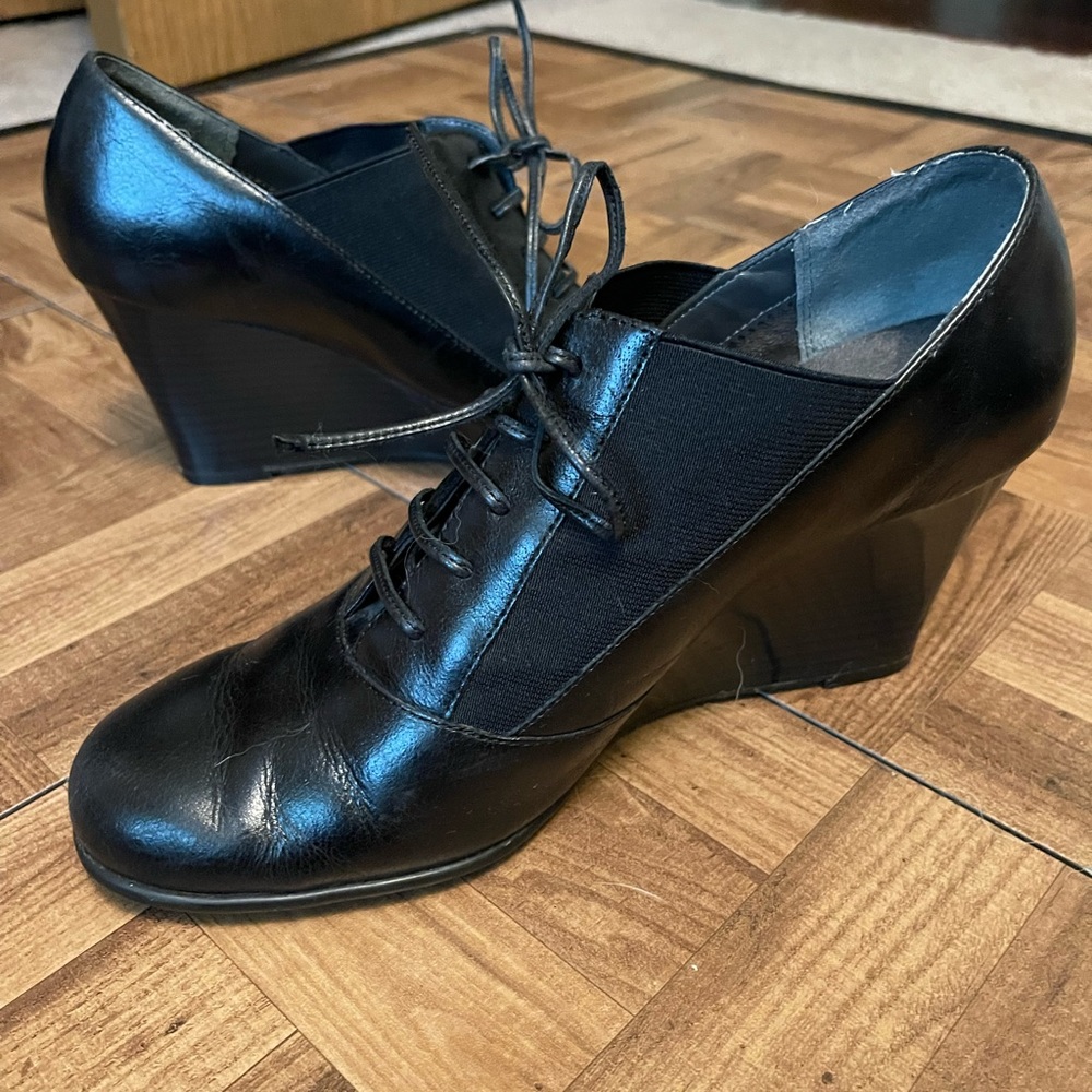 Aerosoles Black Wedge Oxford Size 10 - Picture 6 of 7